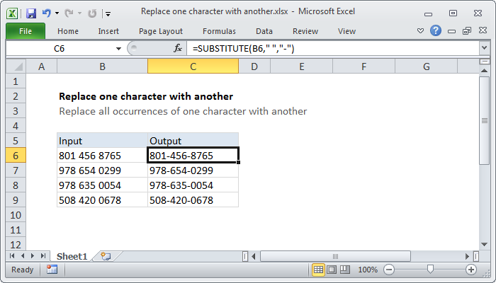 Excel Replace Character